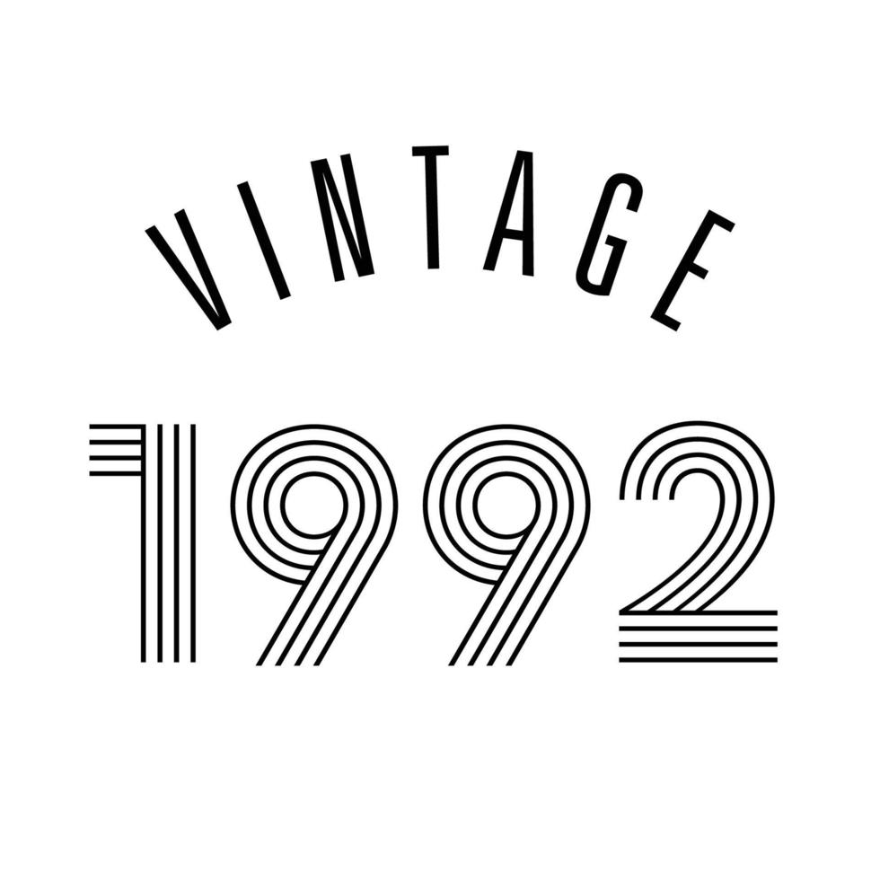 vector de diseño de camiseta retro vintage de 1992