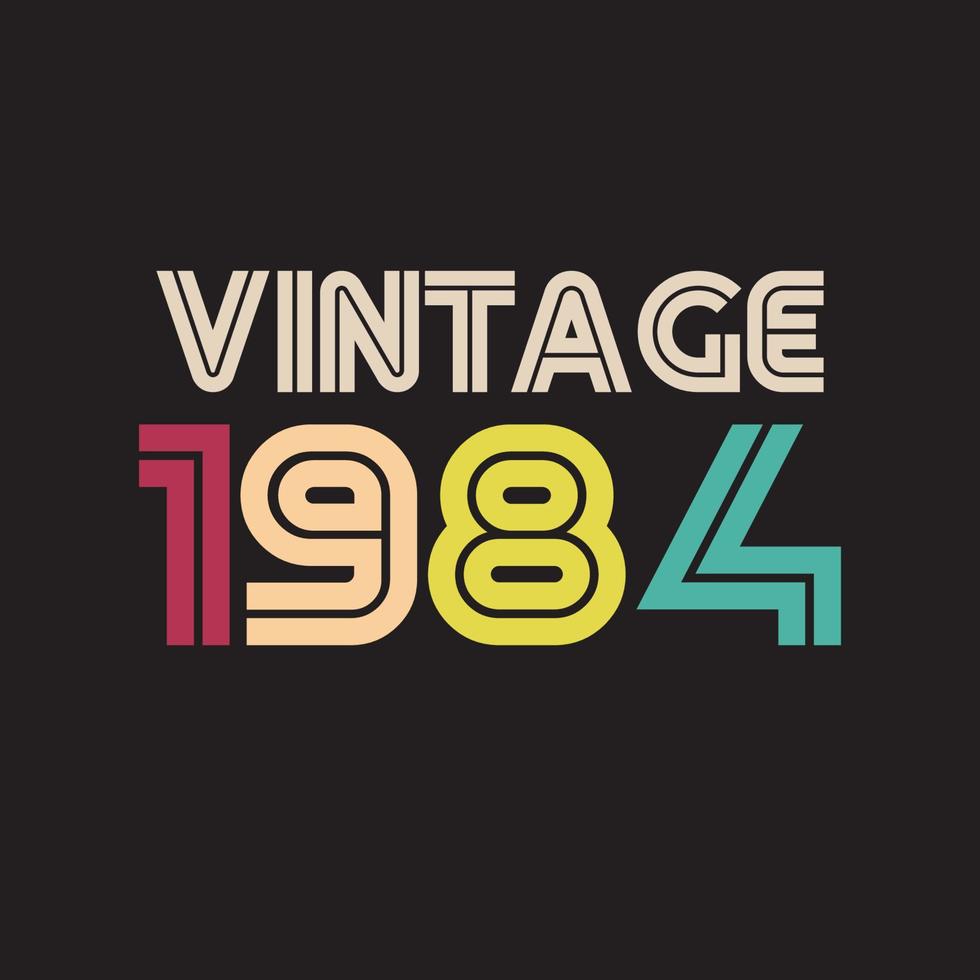 1984 vintage retro t shirt design, vector, black background vector