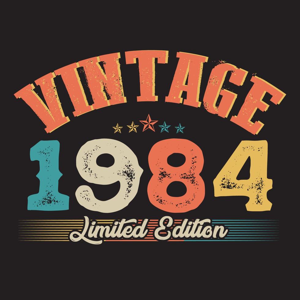1984 vintage retro t shirt design, vector, black background vector