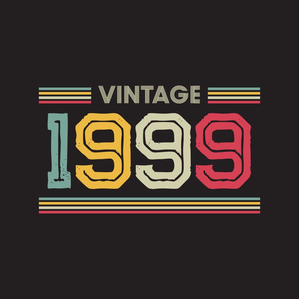 1999 diseño de camiseta retro vintage, vector, fondo negro vector