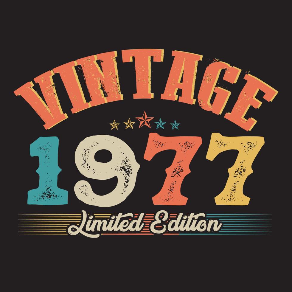 1977 vintage retro t shirt design, vector, black background vector
