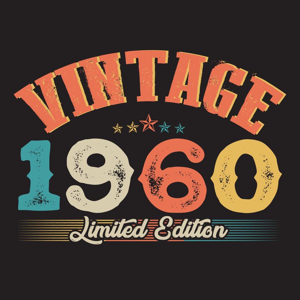 1960 vintage retro t shirt design, vector, black background vector