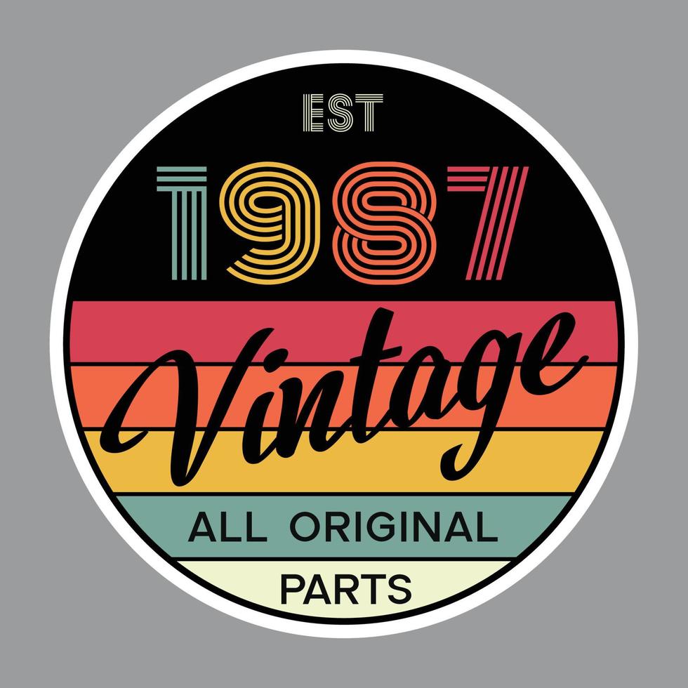 vector de diseño de camiseta retro vintage de 1987