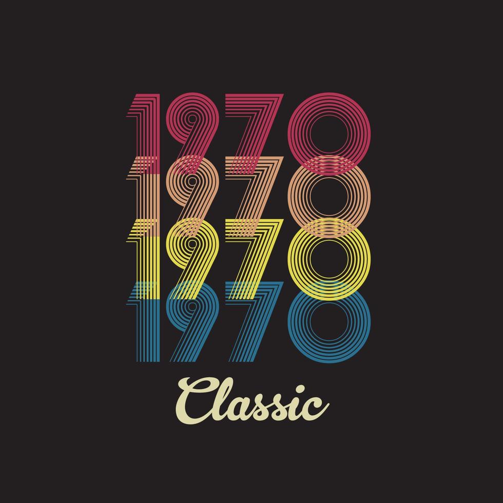 1970 vintage retro t shirt design, vector, black background vector