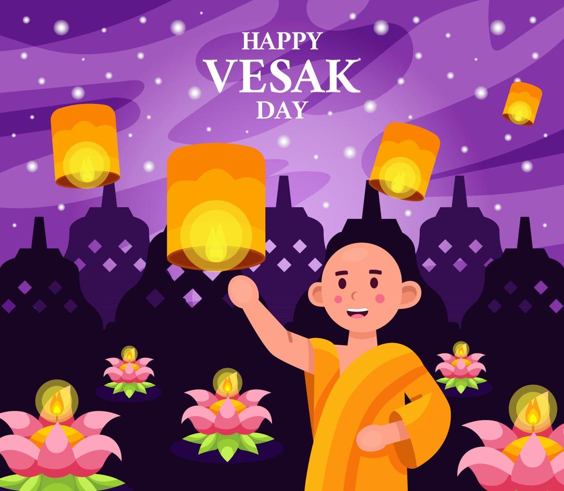 Happy Vesak Day Concept vector