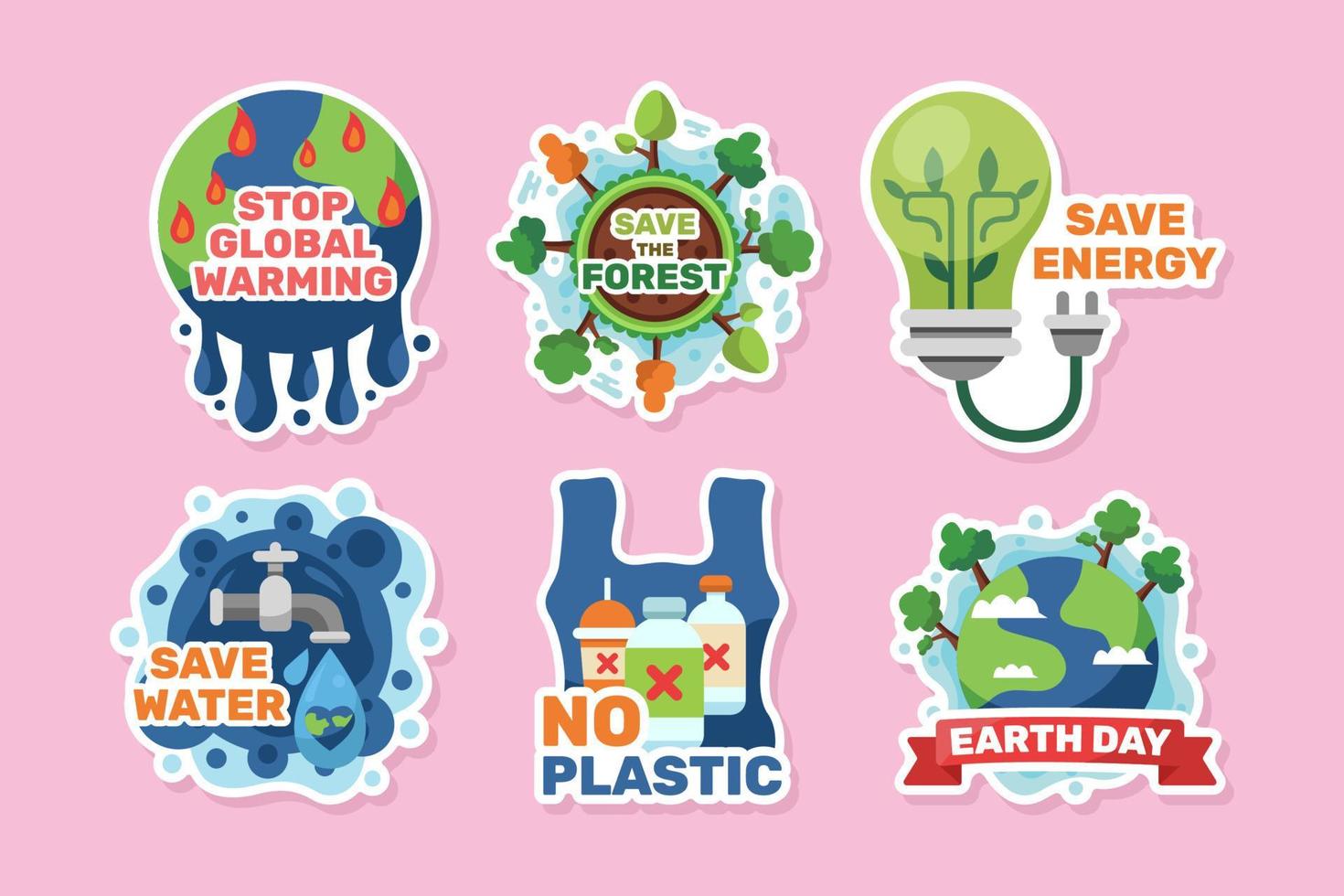 Earth Day Awareness Sticker Collection vector