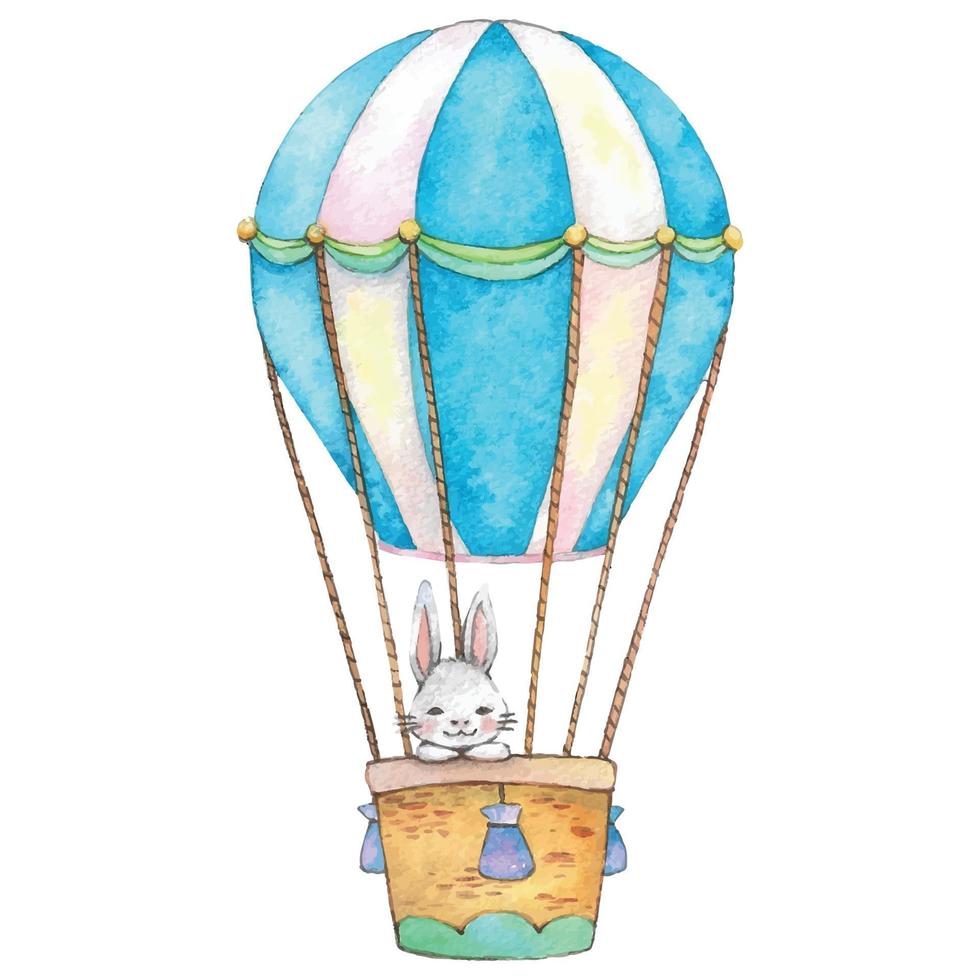 Cute Easter watercolor in balloon. Hand drawn watercolor illustrations. vector