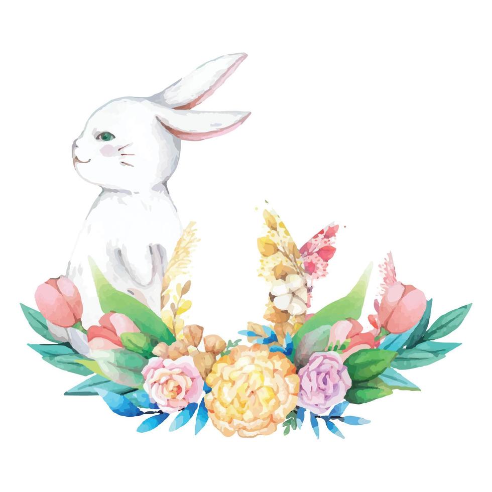 Hand drawn watercolor happy easter for design. Vector illustration.