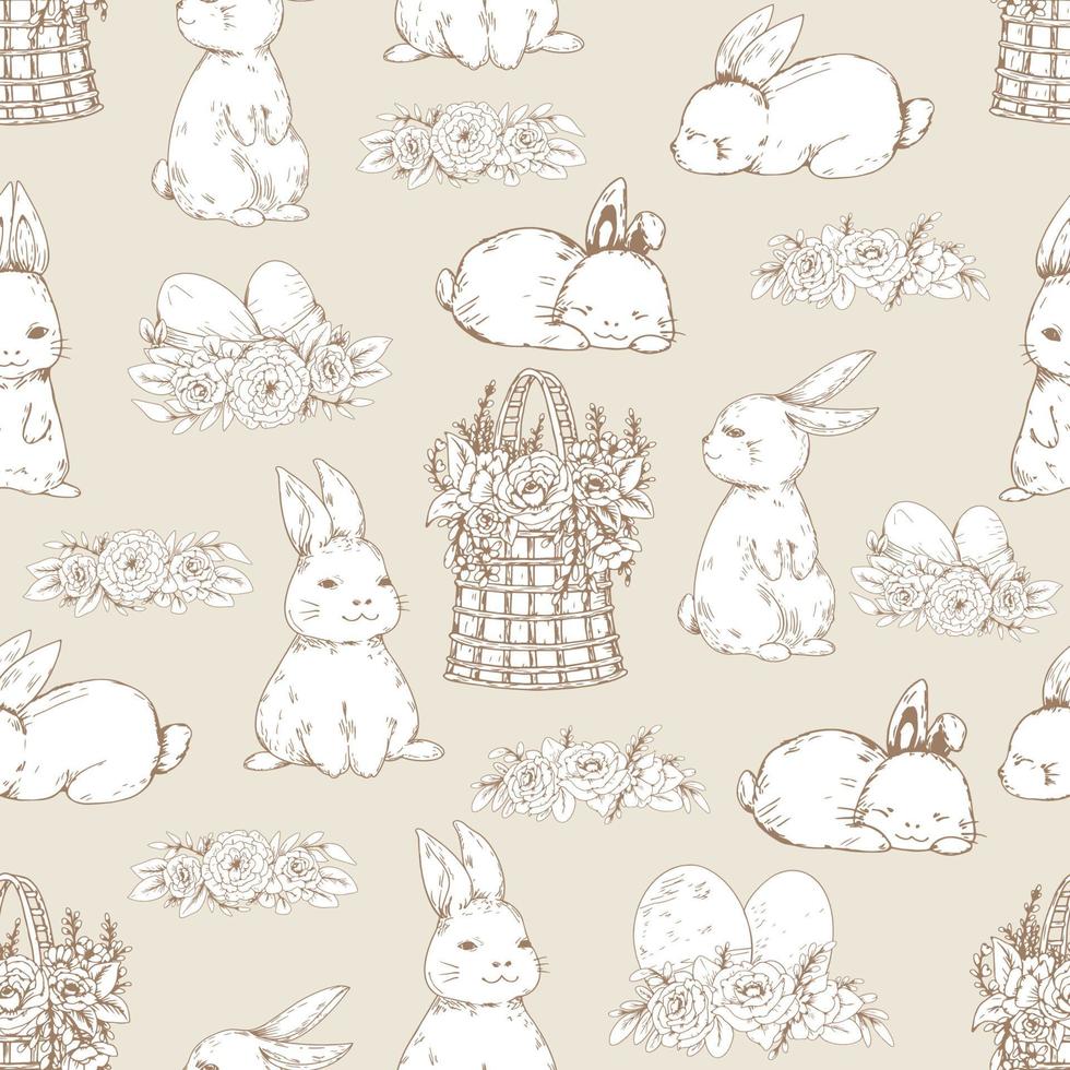 Happy Easter seamless pattern background. Vector illustration.