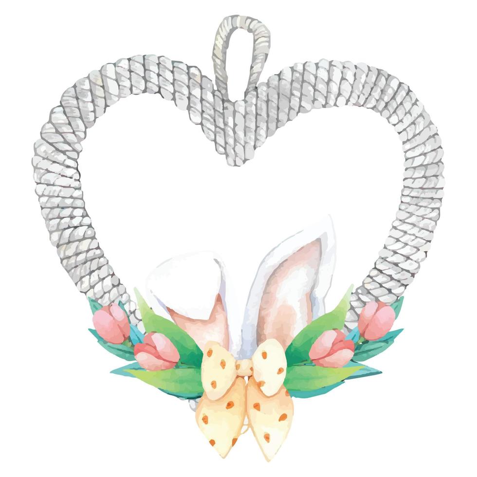 marco de corona de acuarela con decoración de pascua de primavera. ilustración vectorial vector