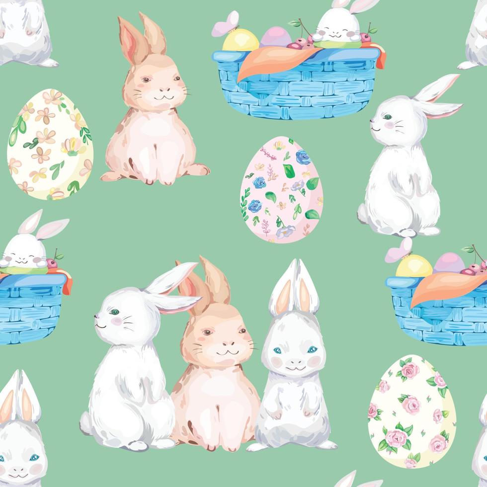 Happy Easter seamless pattern background. Vector illustration.