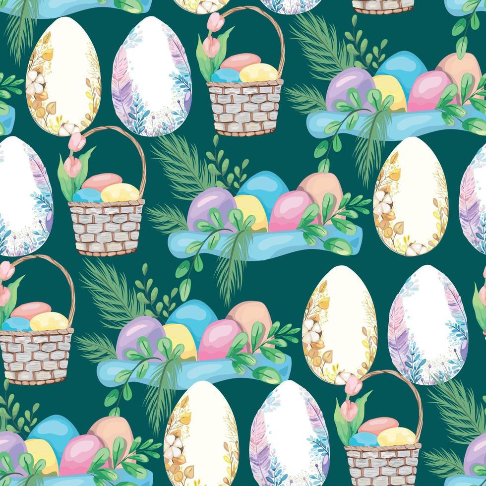 Happy Easter seamless pattern background. Vector illustration.