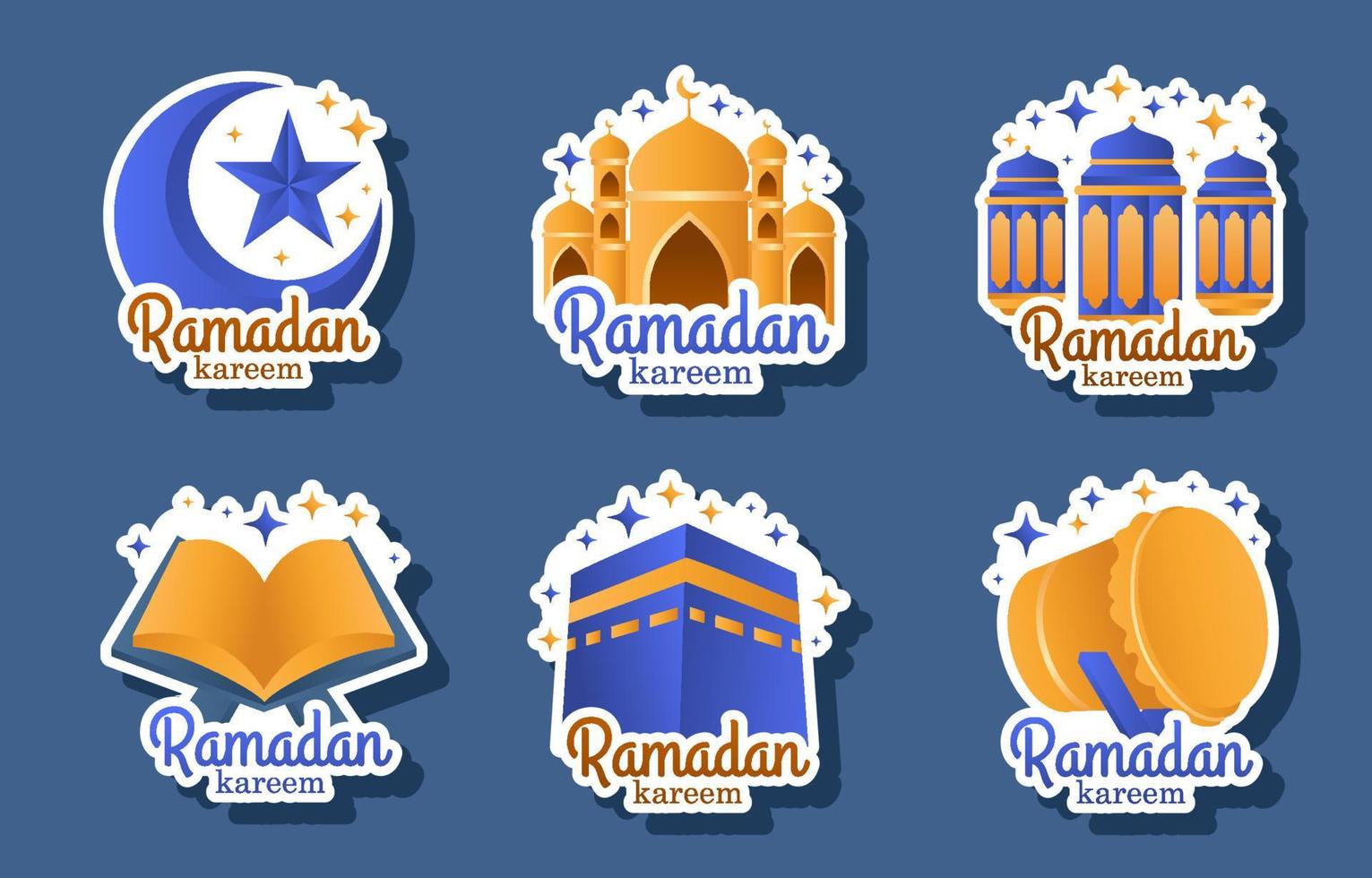 conjunto de pegatinas de ramadan kareem vector