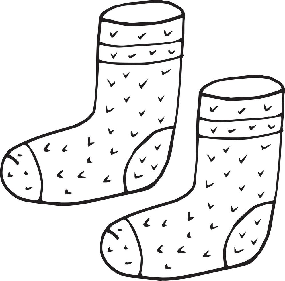 socks knitted warm sketch icon hand drawn doodle, scandinavian. clothes, cozy home, warmth, single element for design minimalism, monochrome vector