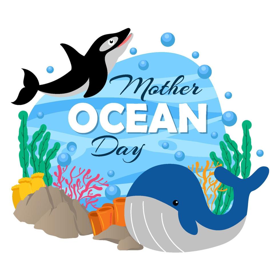 Mother Ocean Day with Sea Bottom Concept 6955675 Vector Art at Vecteezy