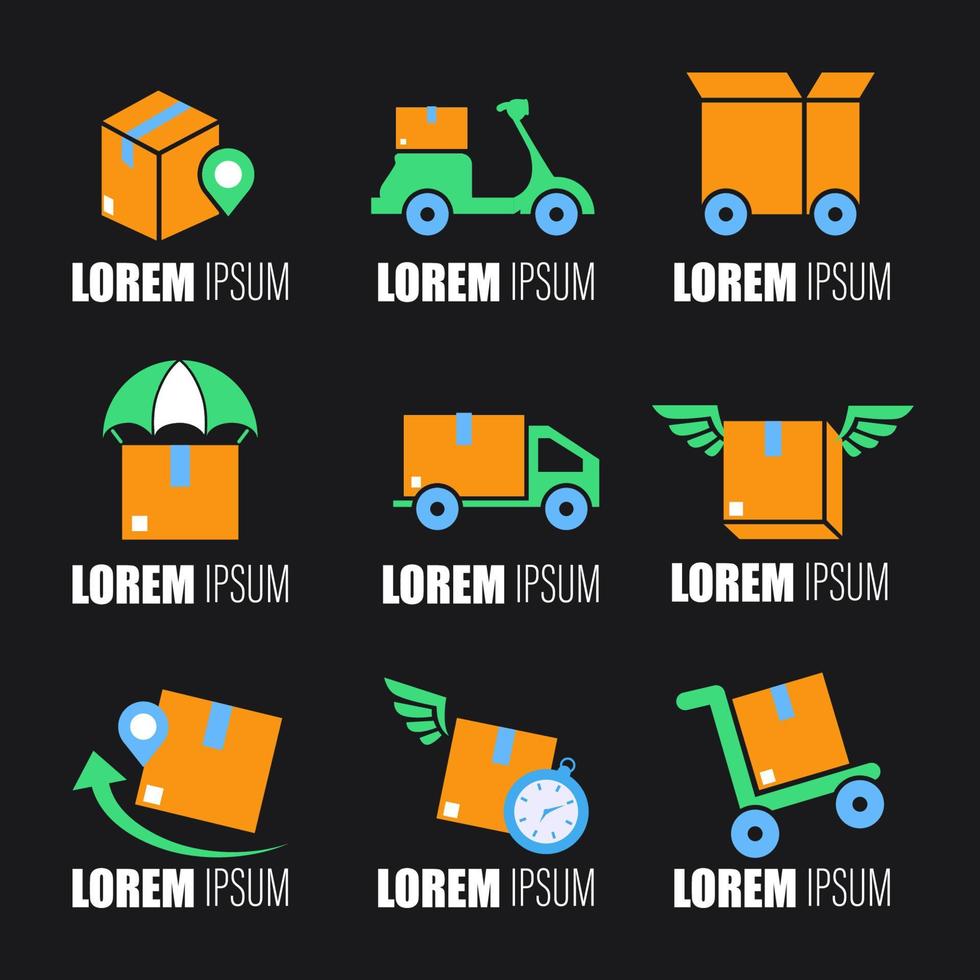 Contactless Delivery Goods Logo Set vector