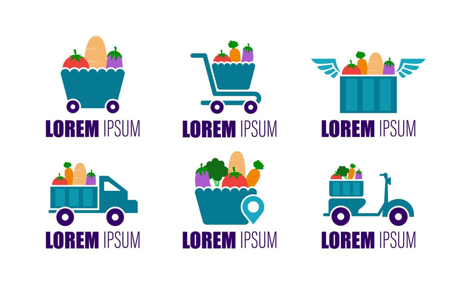 Contacless Delivery Groceries Logo Element vector