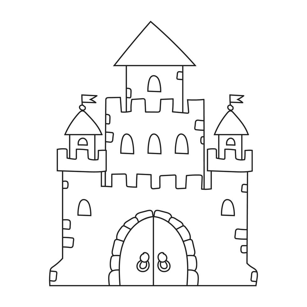Fairytale castle. Coloring book page for kids. Cartoon style Fairytale castle. Coloring book page for kids. Cartoon style