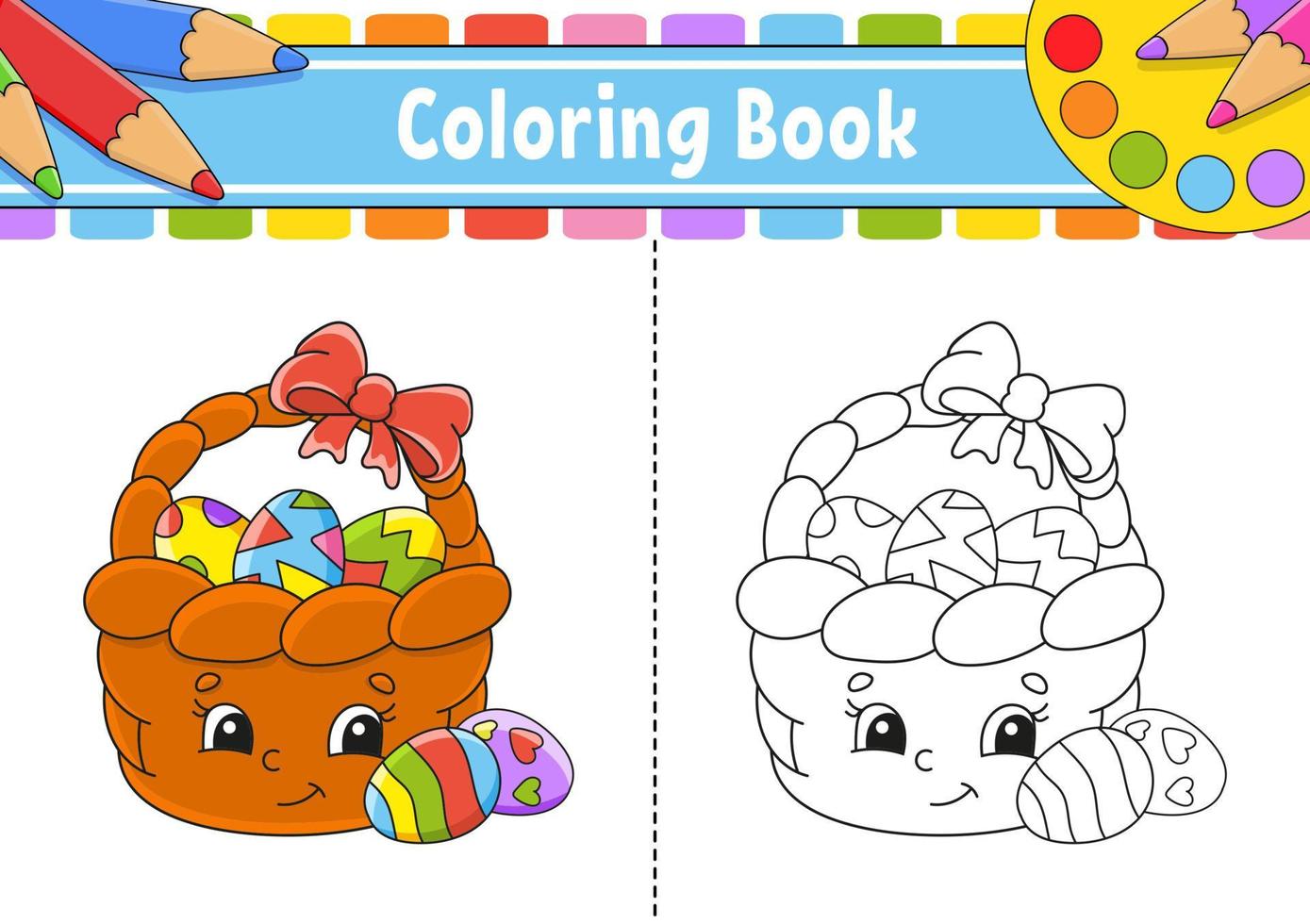 página para colorear para niños. personaje animado. ilustración vectorial tema de pascua silueta de contorno negro. aislado sobre fondo blanco. vector