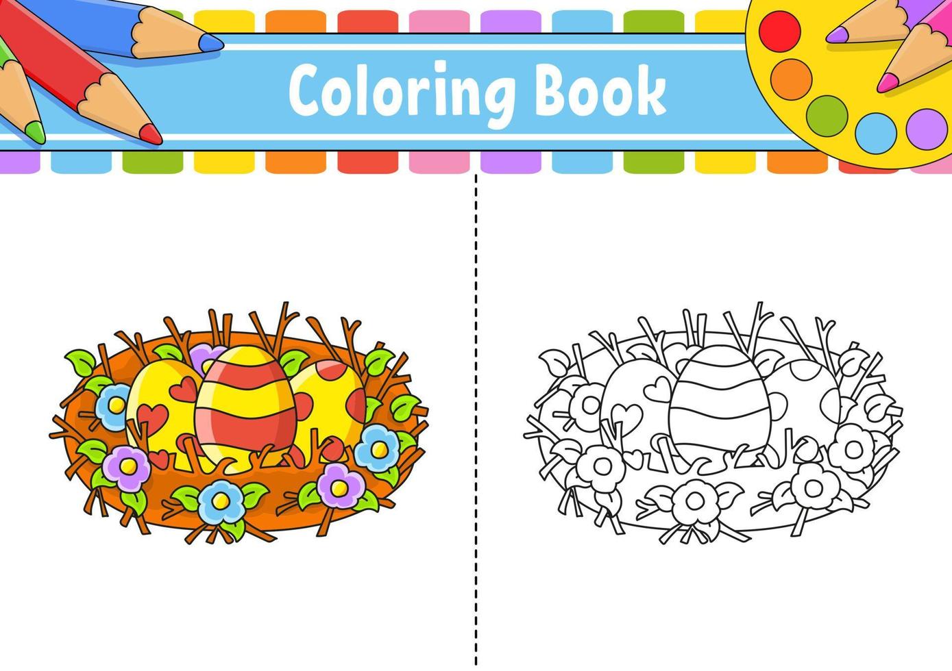 Coloring page for kids. cartoon character. Vector illustration. Easter theme. Black contour silhouette. Isolated on white background.