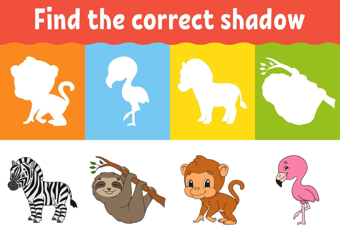 Find the correct shadow. Education worksheet. Matching game for ...