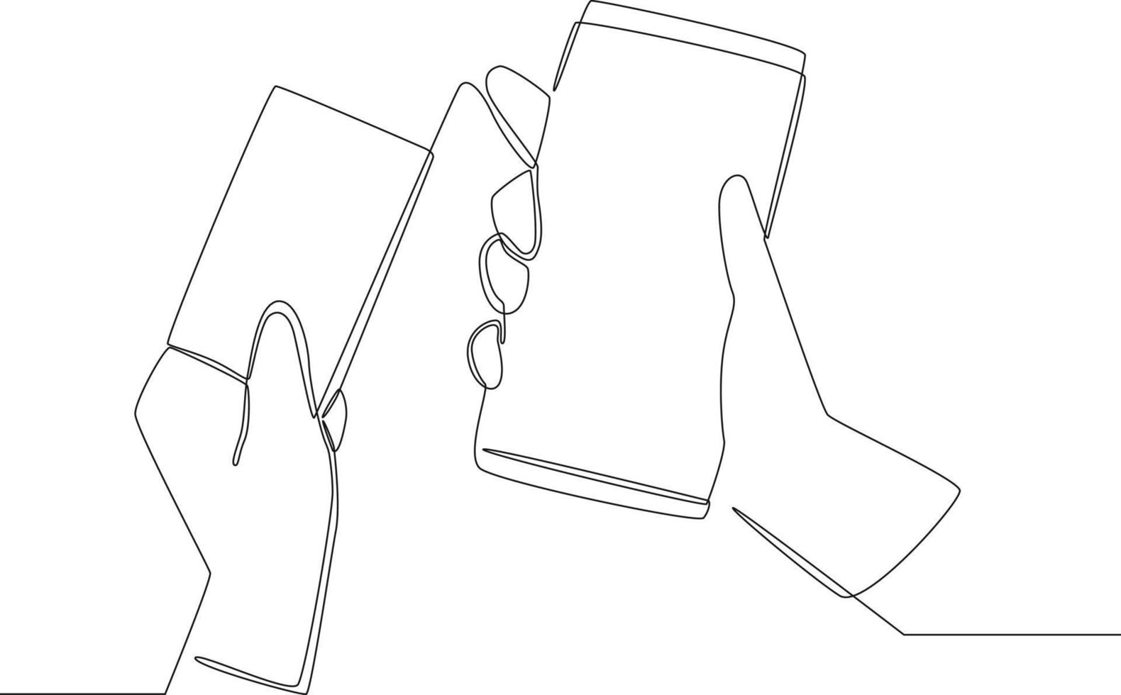 Continuous line drawing of Young man holding smart phone and credit card for shopping online. Vector mobile set device concept.