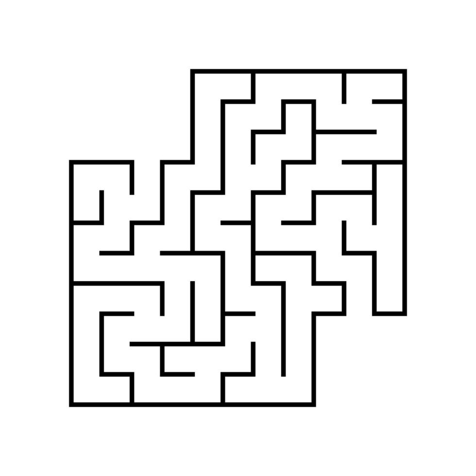 Square maze. Game for kids. Funny labyrinth. Education developing worksheet. Activity page. Puzzle for children. Riddle for preschool. Logical conundrum. Vector illustration.