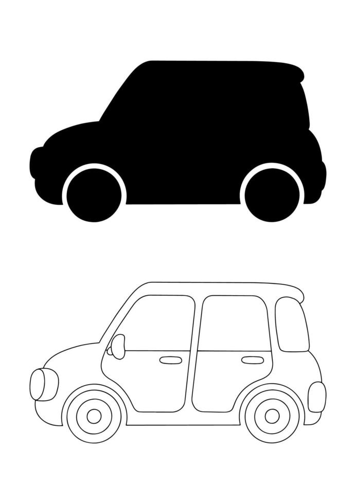 Black silhouette. Design element. Vector illustration isolated on white background. Nice car. Template for books, stickers, posters, cards, clothes.