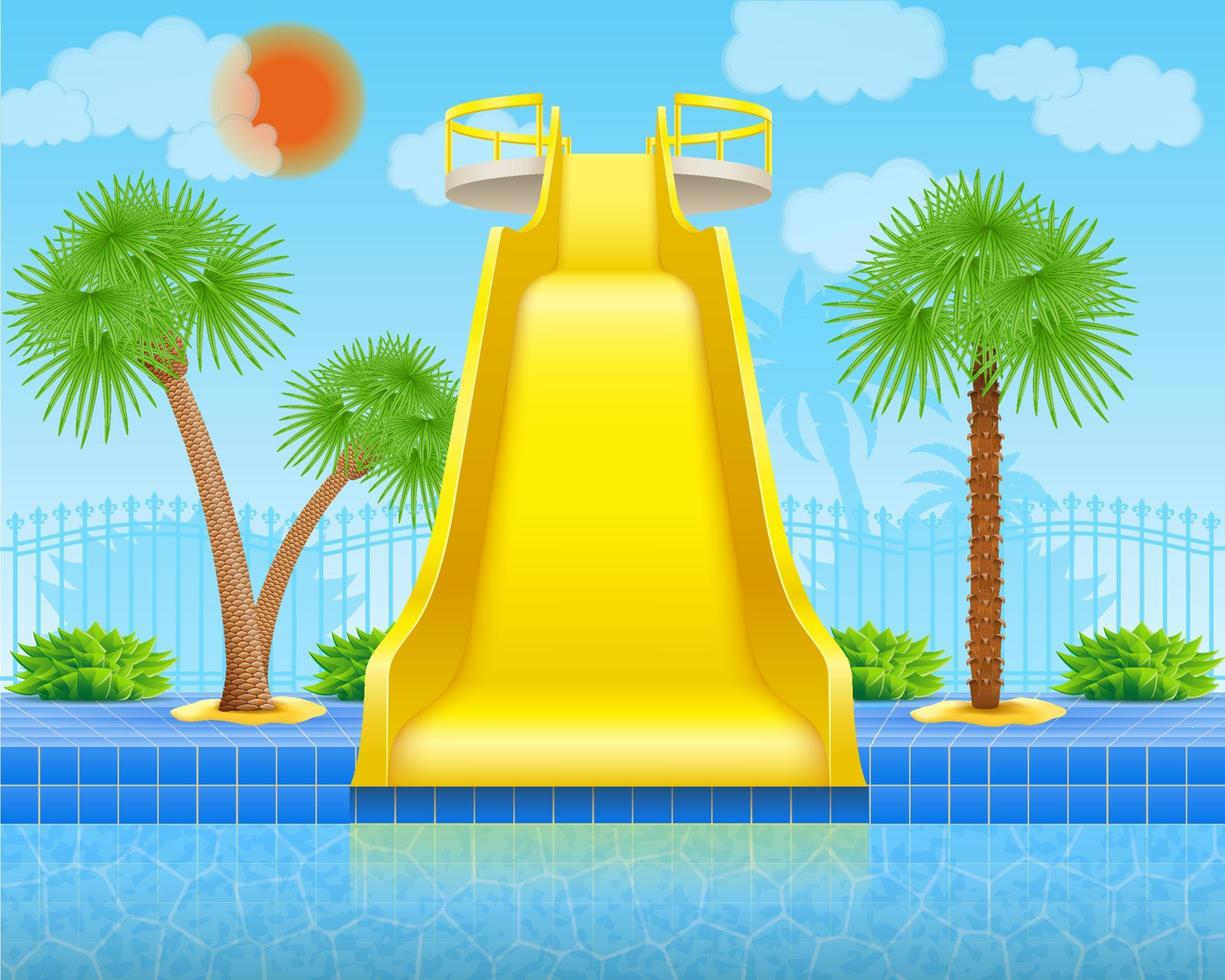 plastic water slide in the aqua park vector illustration isolated on white background