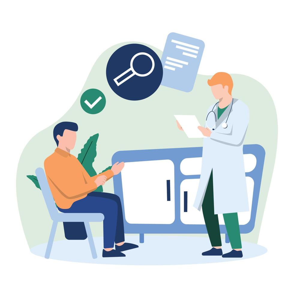 Patient Visit Doctor for Medical Health Consultation Flat Illustration vector
