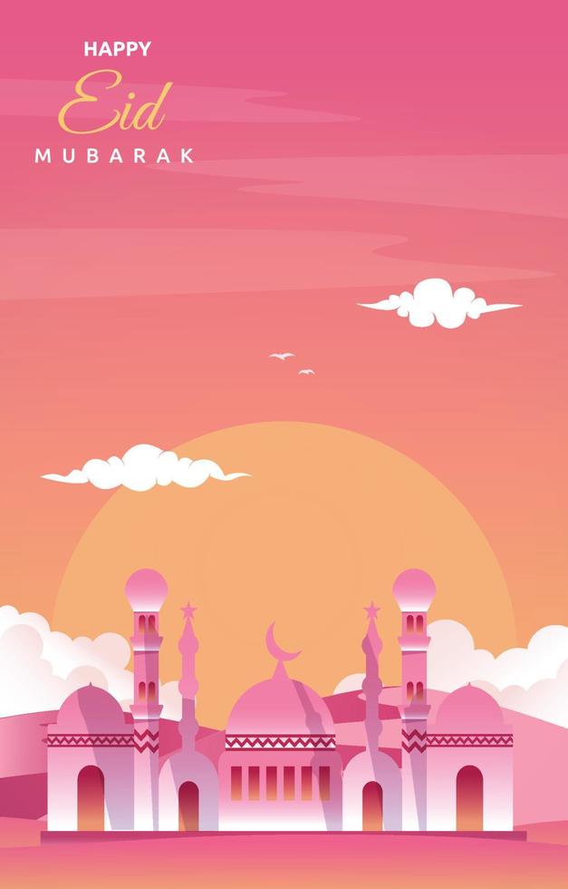 hermoso evento islámico tarjeta de felicitación mezquita cielo vector plantilla de diseño