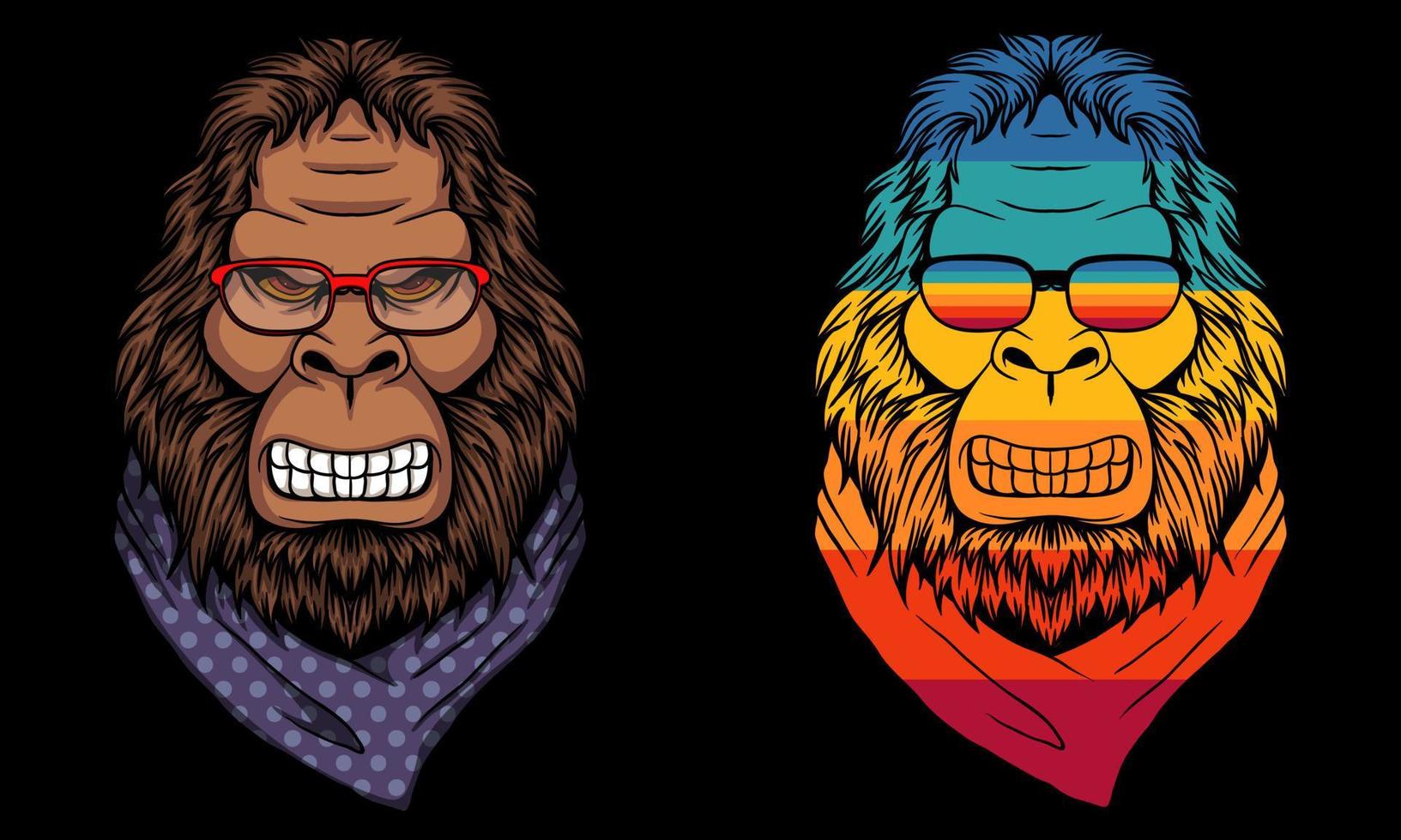 Bigfoot angry wearing a bandana vector illustration