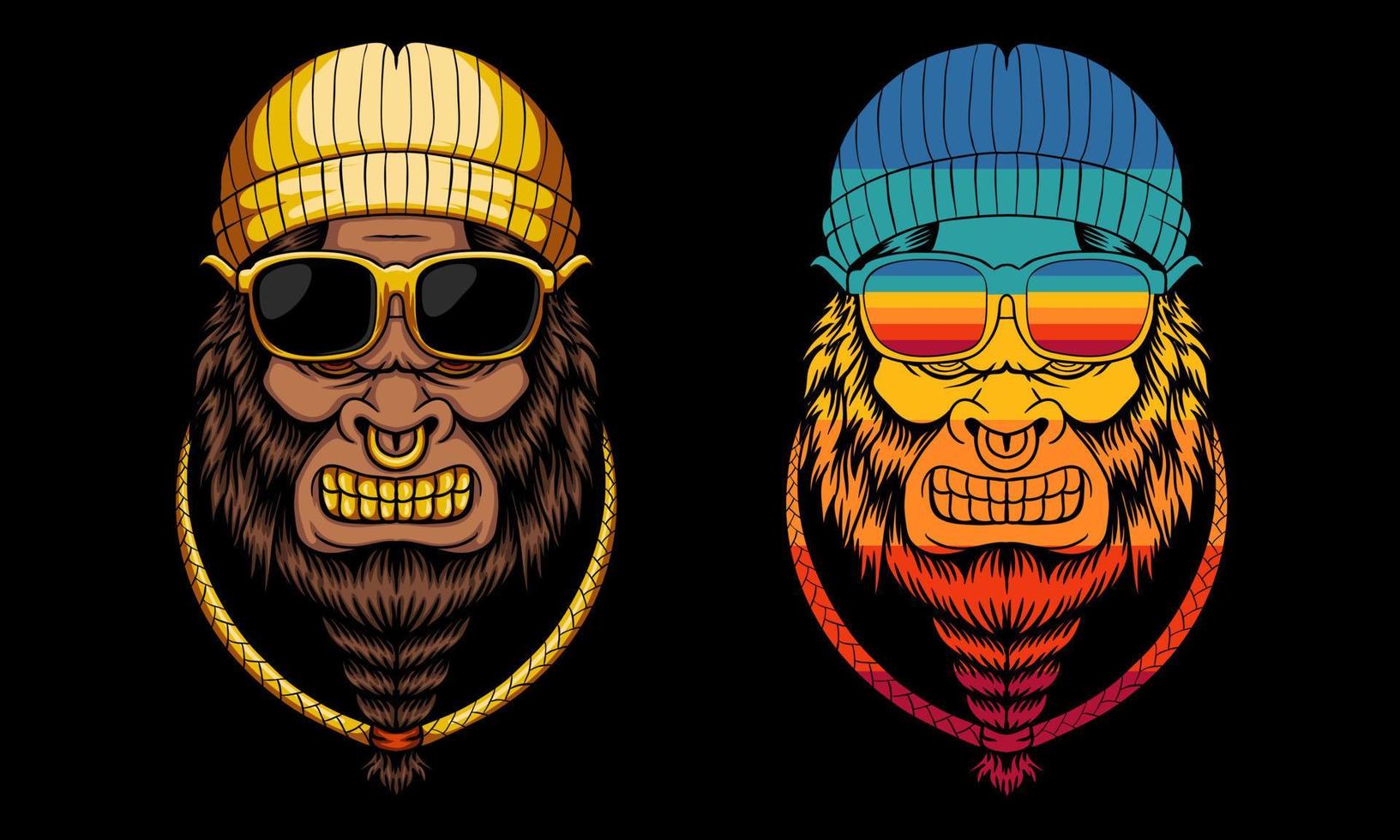 Bigfoot cool with gold accessories vector illustration