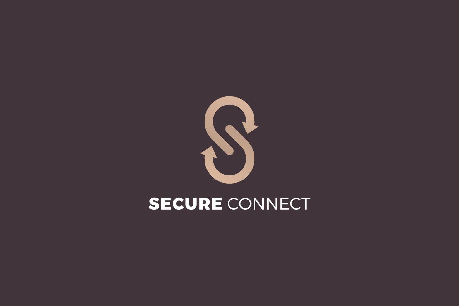 Letter S brown color simple and line art secure connection technological logo vector