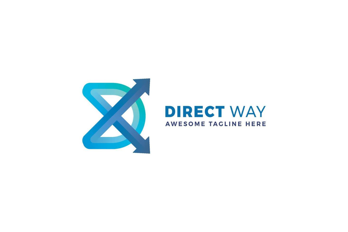 Letter D blue color direct way 3d arrow technological business logo vector