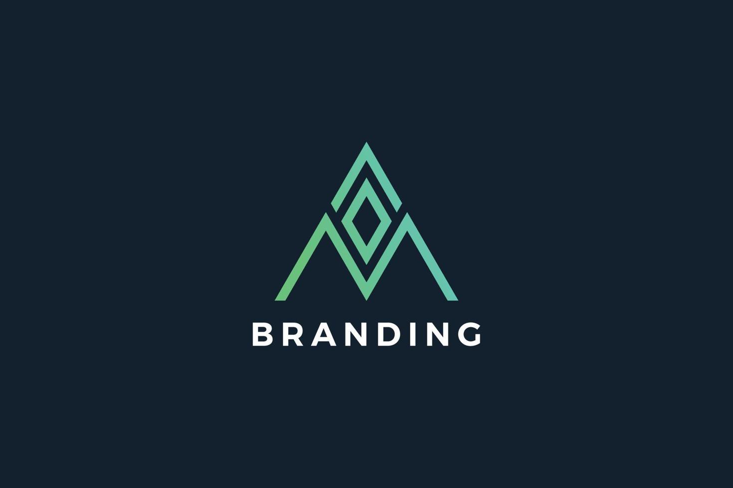 Letter A green color creative triangle technological arrow corporate logo vector