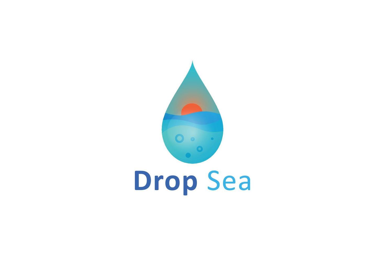 Sea and sun in a water drop vector