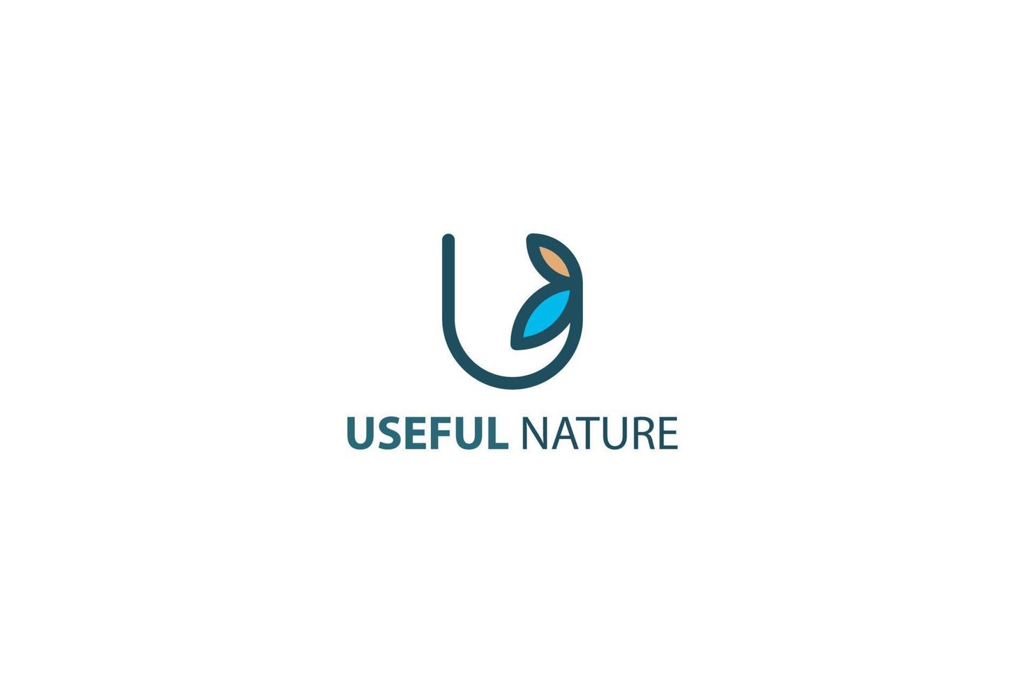 Letter U simple and line art creative natural business logo vector