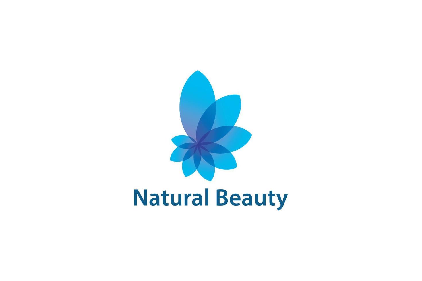logotipo de empresa de diseño floral abstracto de belleza natural de color azul vector