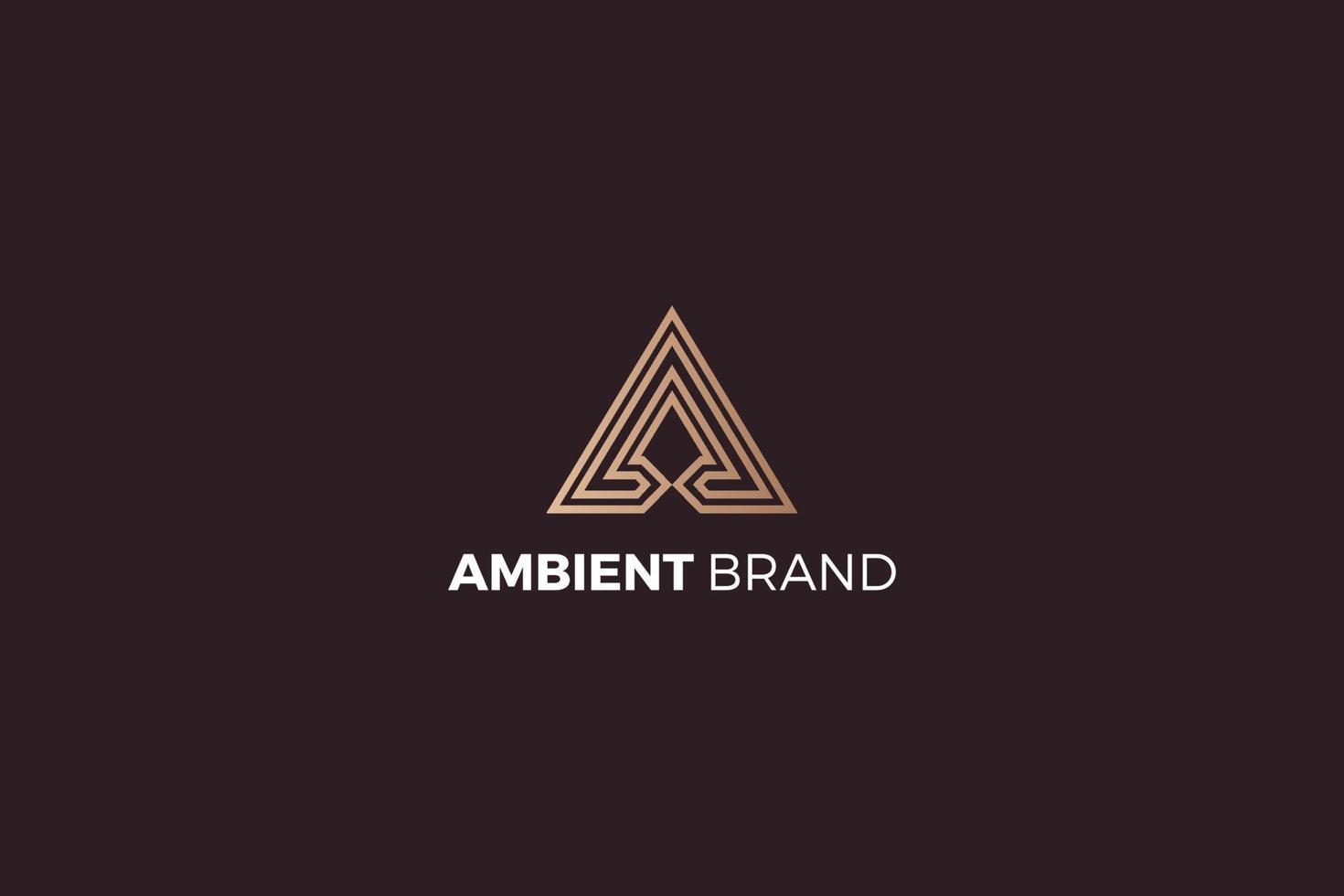 Letter A golden color creative simple and line art triangle corporate logo vector