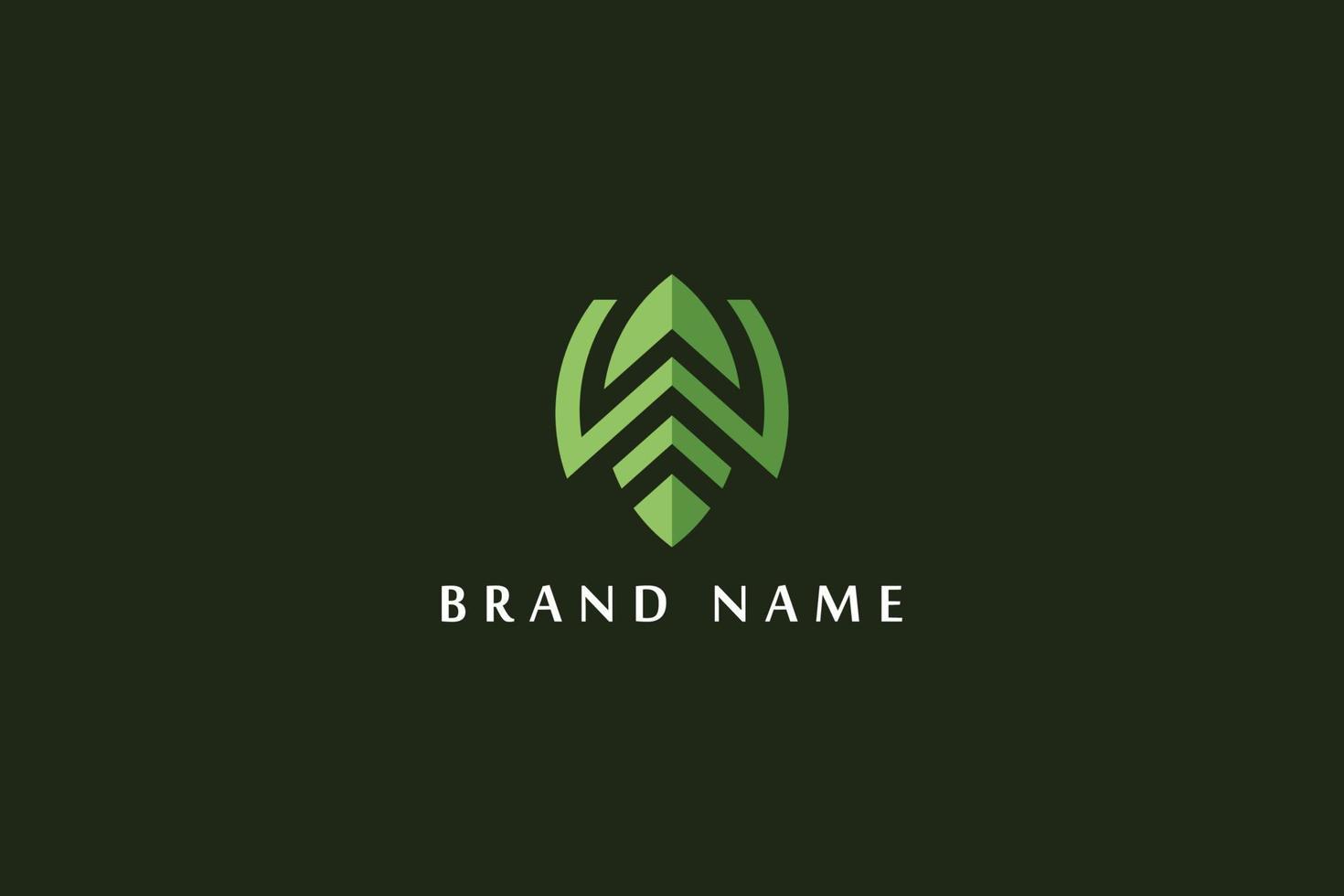 green leafy W letter logo vector