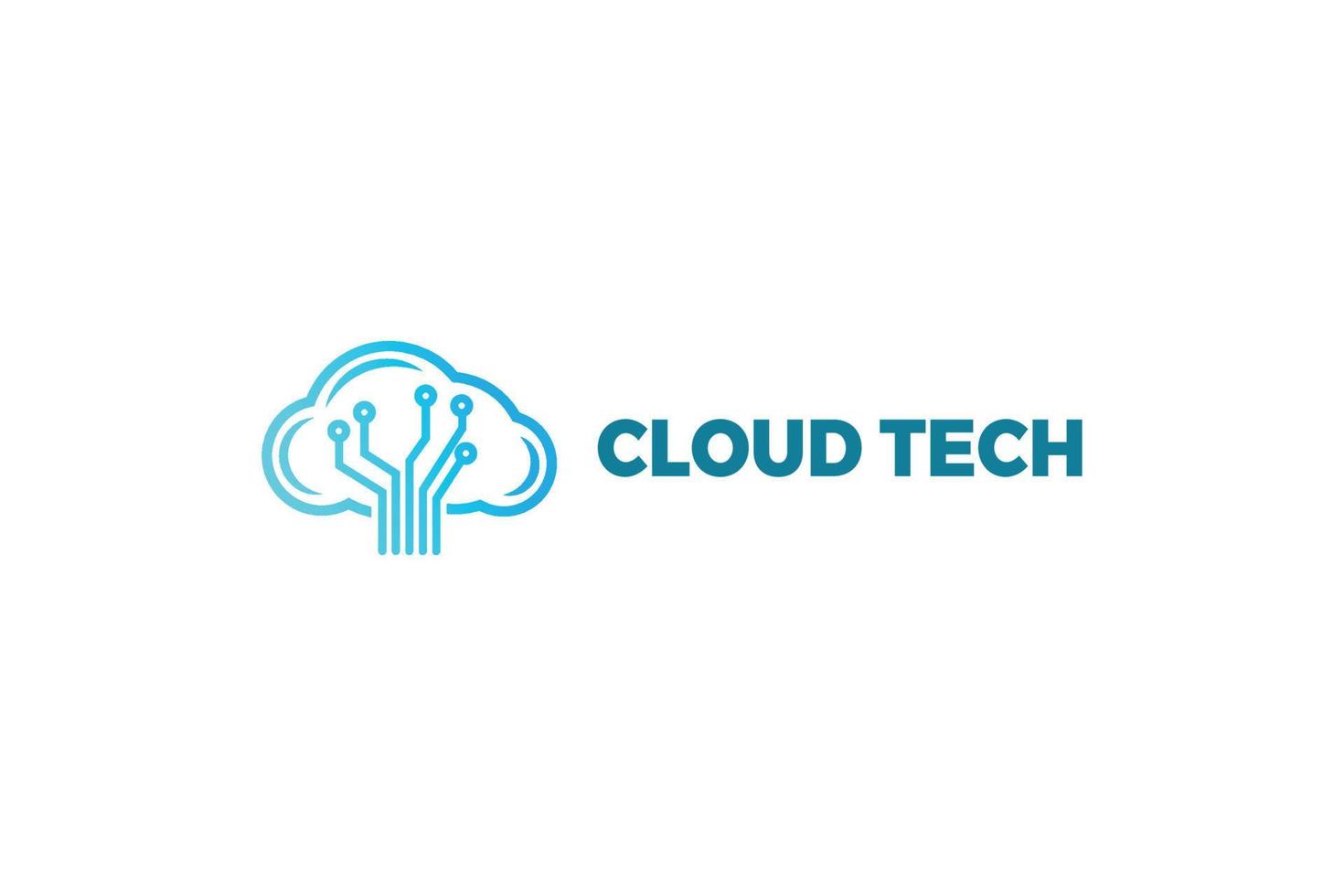 Cloud tech simple modern technological logo vector