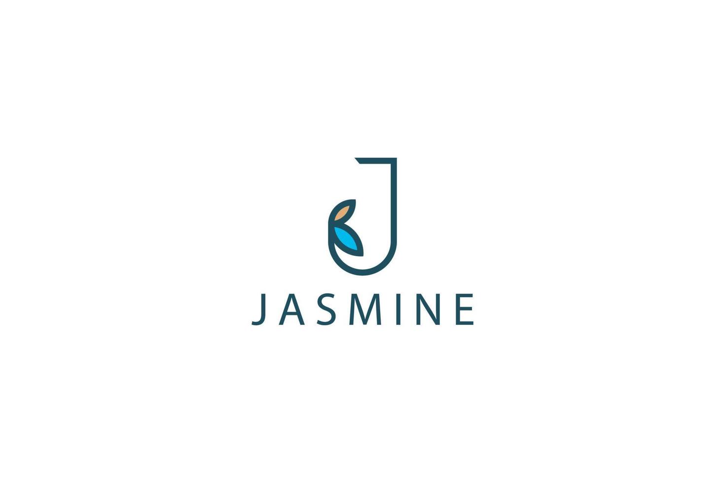 Letter j simple and line art leafy natural business logo design vector