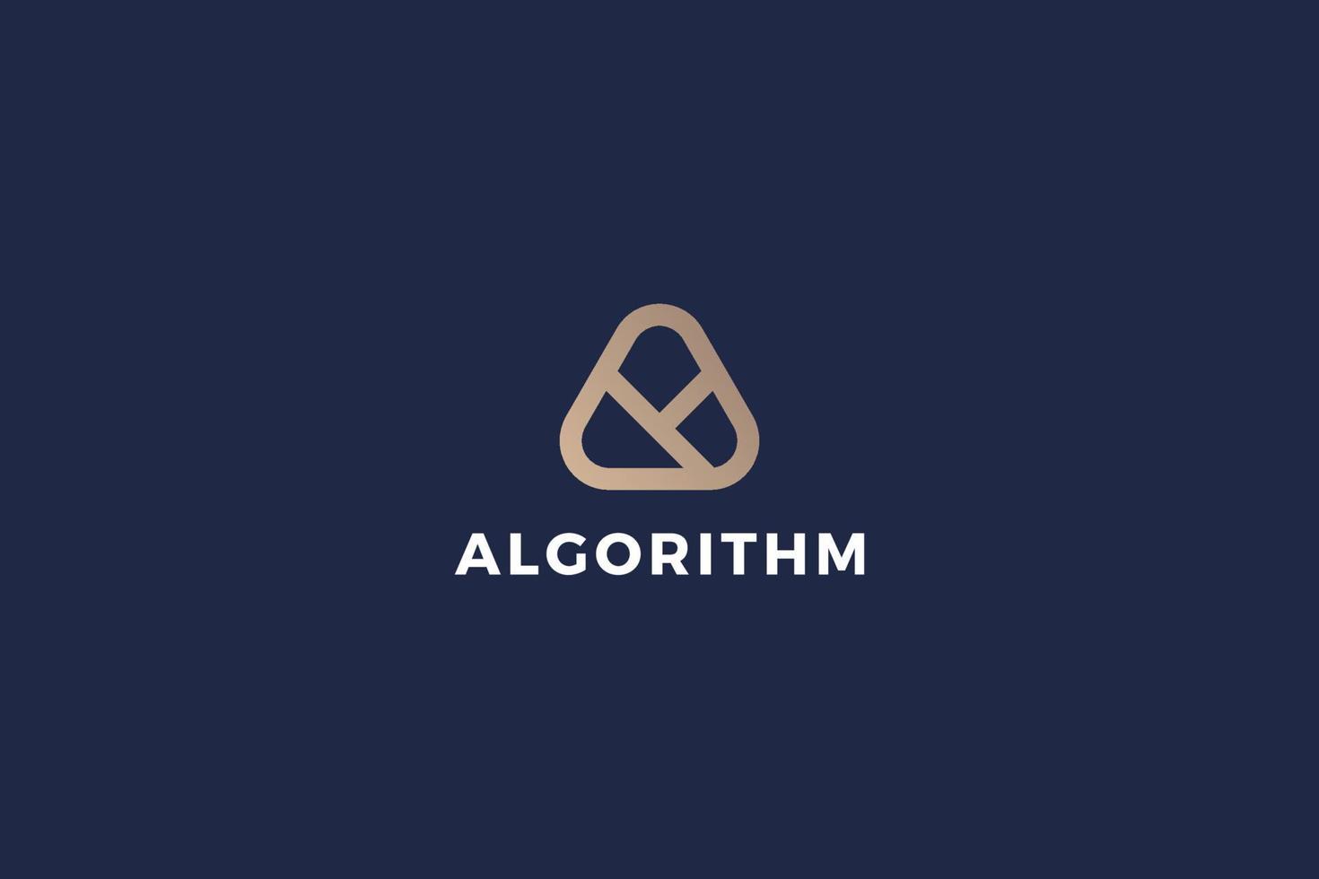 Letter A golden color simple and line art creative algorithm technological business logo vector