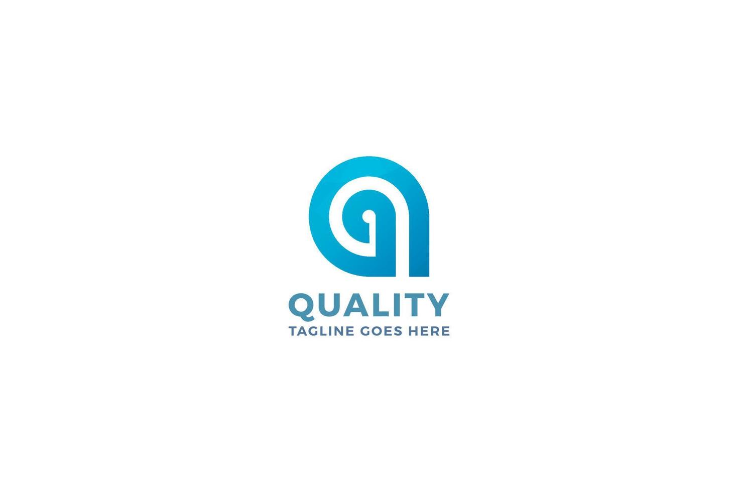 Letter q blue color quality logo in a droplet shield corporate logo vector