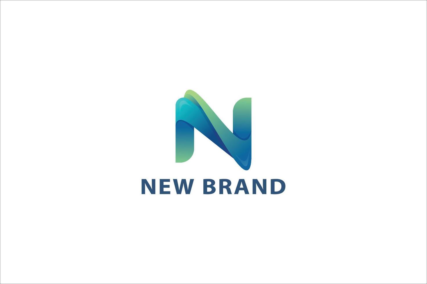 Letter N blue color 3d creative technological aesthetic corporate logo vector