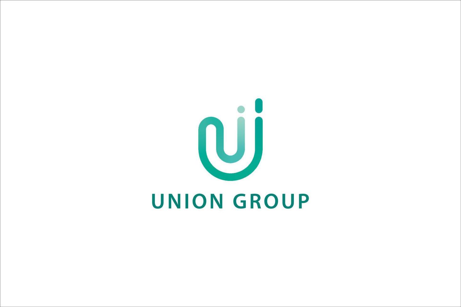 Letter U simple and line art creative green color union group social work business logo vector