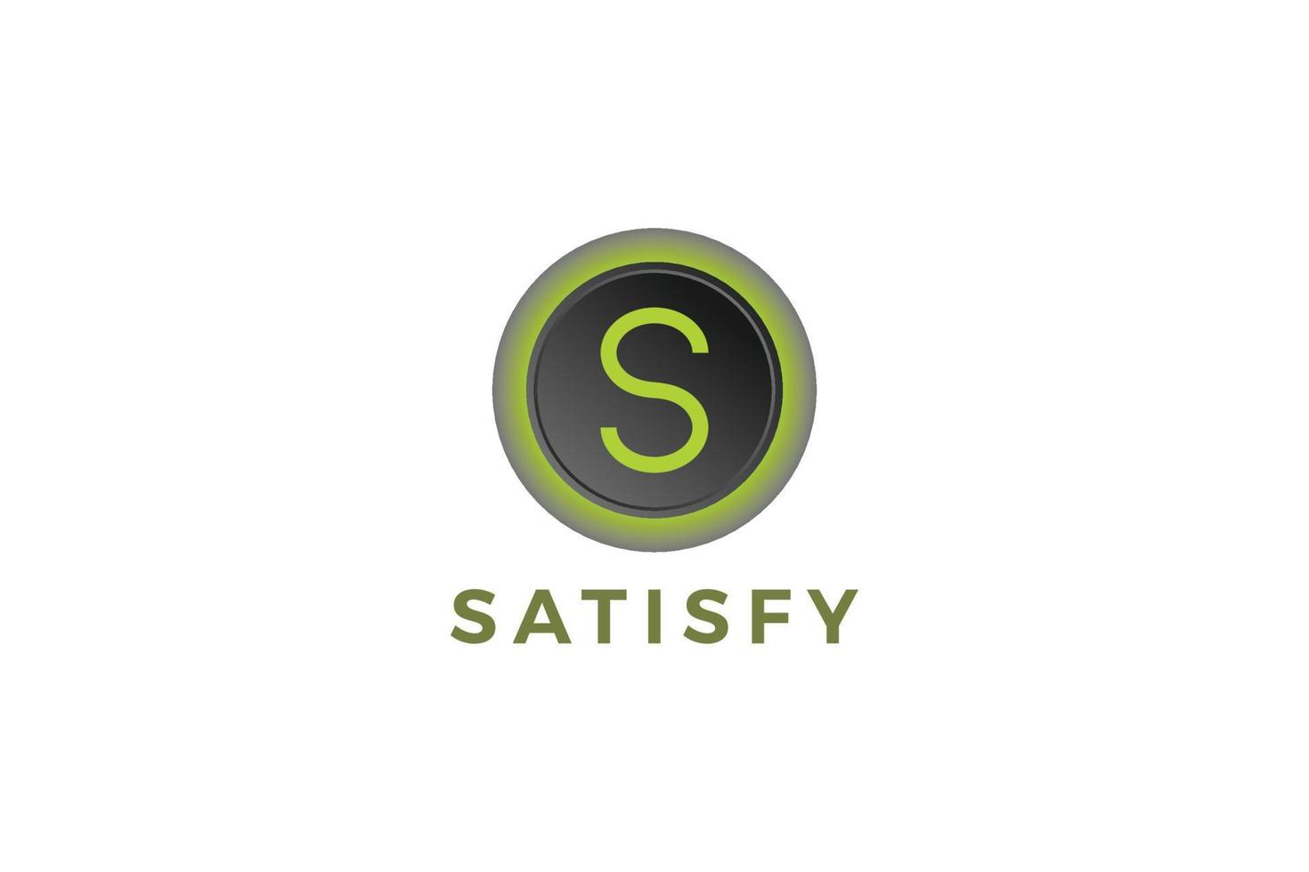 Letter S green color 3d button vector