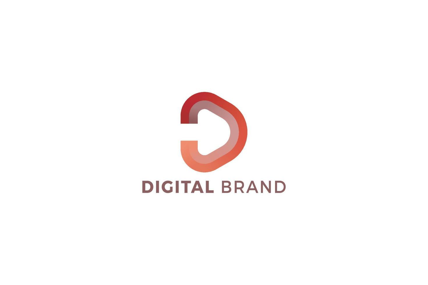 Letter D 3d orange color creative corporate technological logo vector