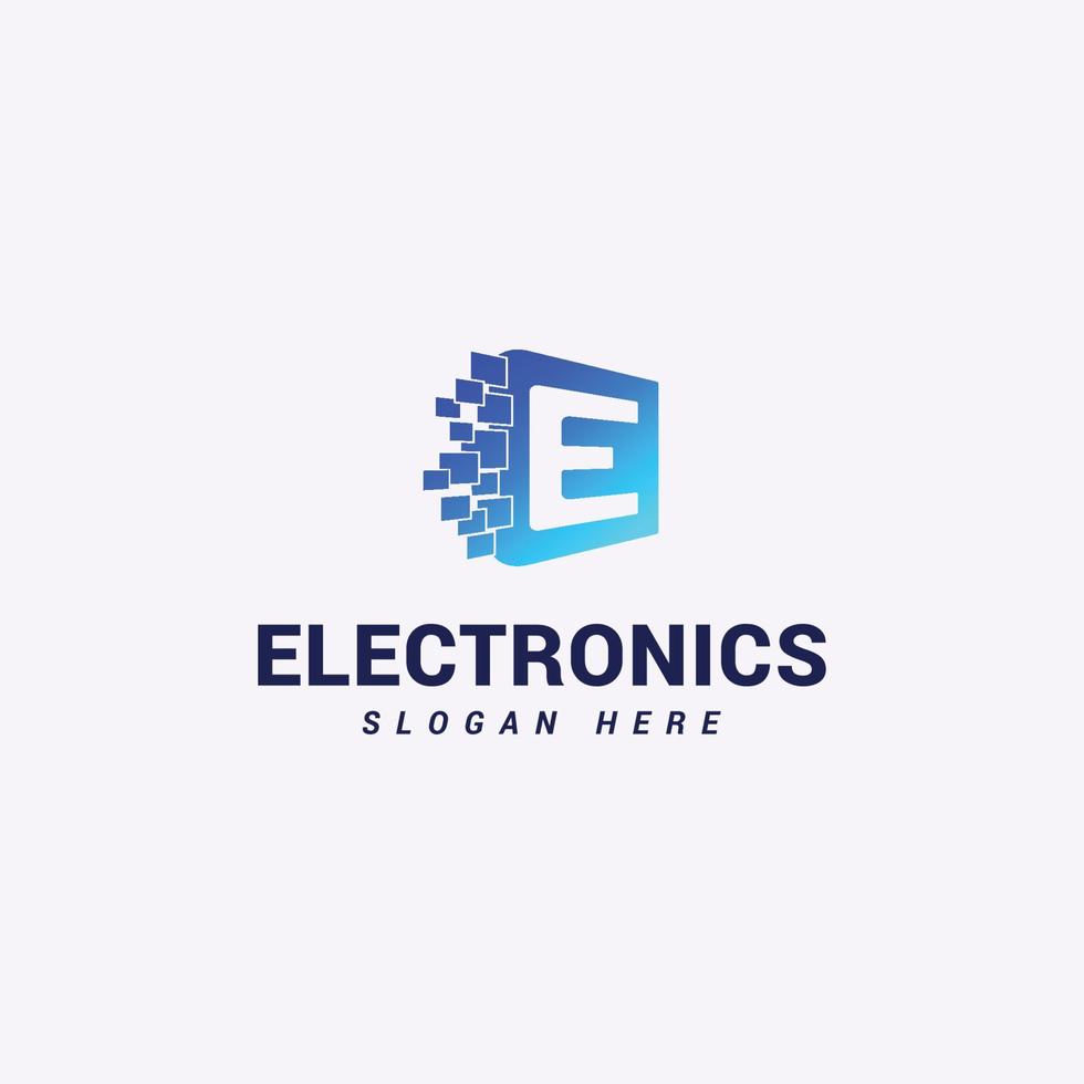 Letter E technological logo vector